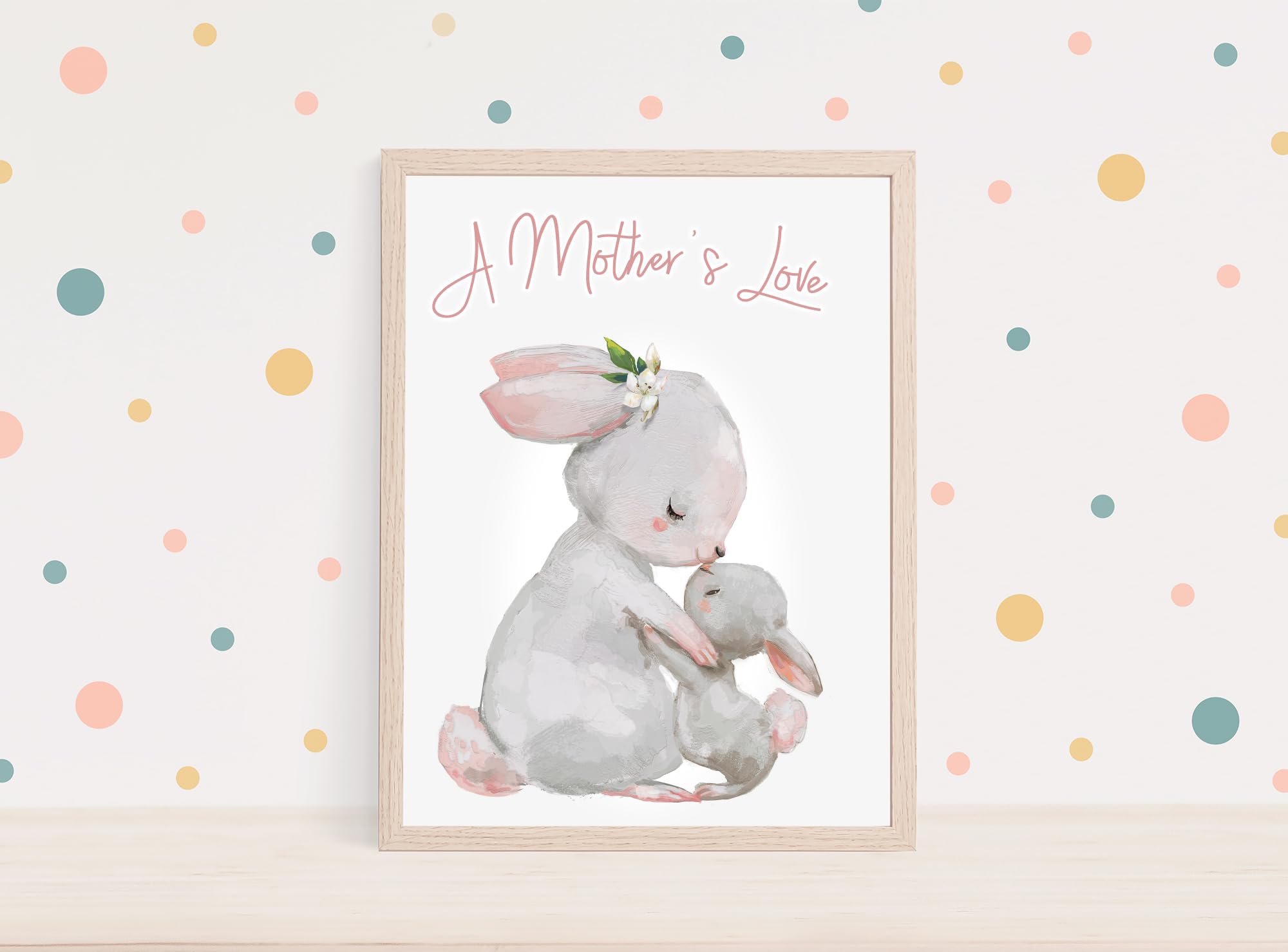 Mother and Child Bunny Wall Art Print - Unframed 8x10 - Nursery Decor, Bedroom Wall Art, Aesthetic Room Decor - Perfect for Baby Shower Gifts & Kids Room Decoration