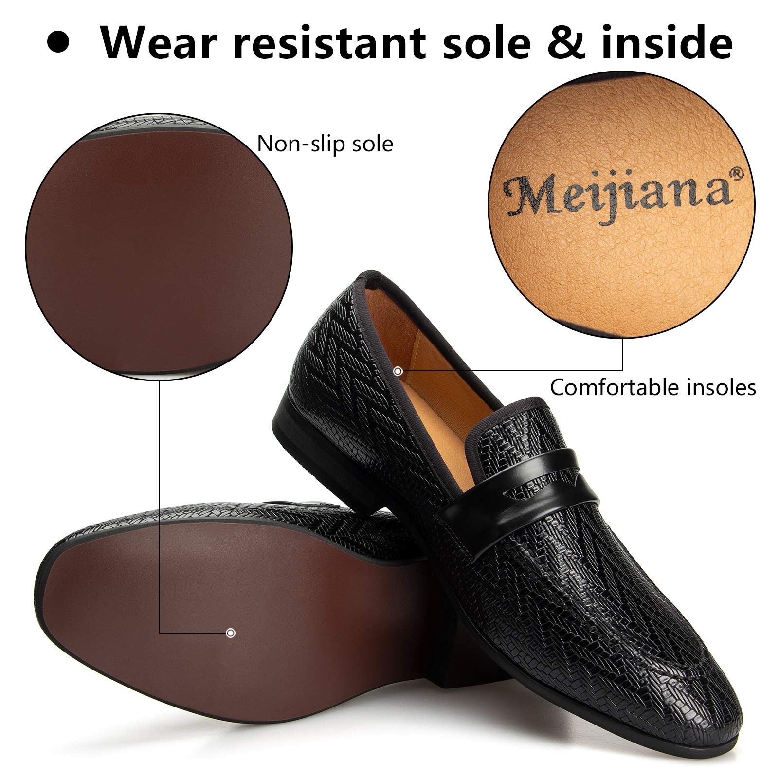 Meijiana Men's Classic Luxury Loafers - Comfortable Slip-On Dress Shoes for Wedding, Business & Casual Wear | Premium Leather Formal Shoes for Office, Party & Special Occasions