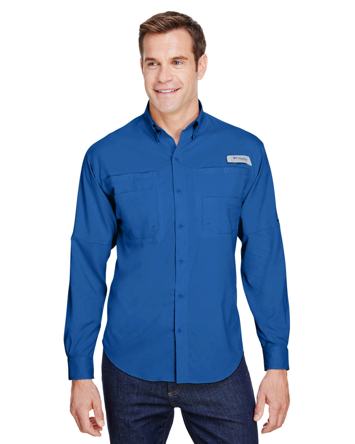 Columbia Tamiami II Long Sleeve Shirt for Men - UPF 50 Sun Protection, Quick-Dry & Breathable Fishing Shirt in Vivid Blue - Perfect for Outdoor Activities, Hiking & Travel