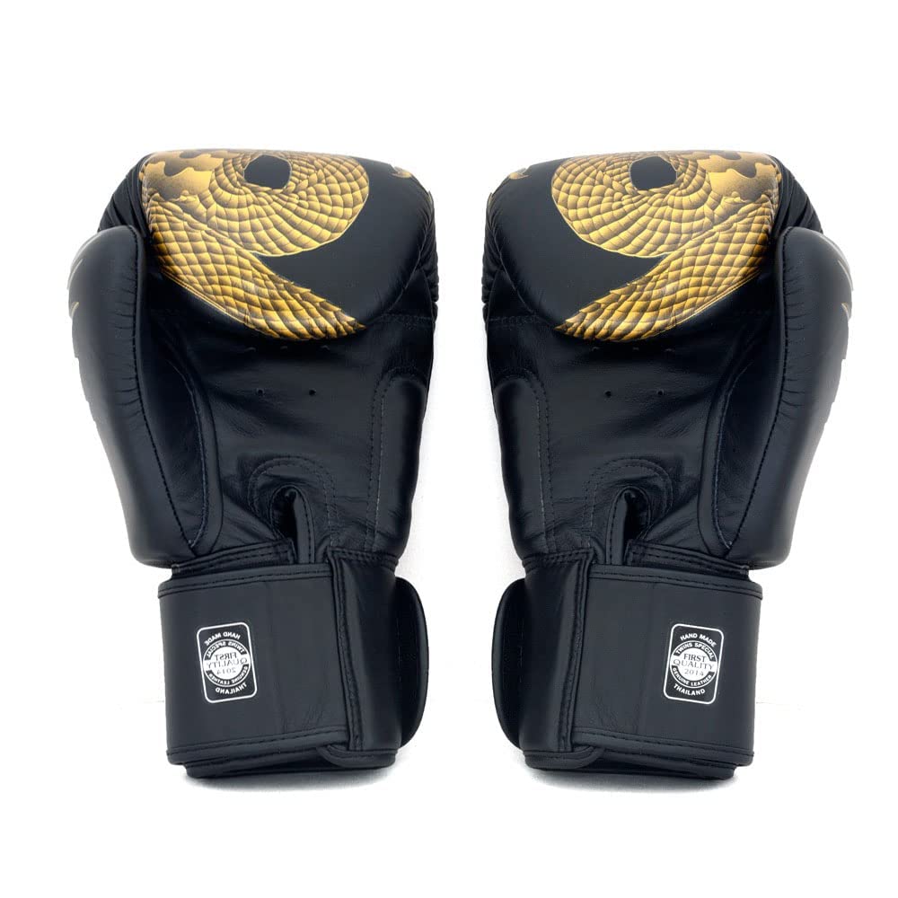 Premium Twins Boxing Muay Thai Training Sparring Gloves - 8 oz Dragon Gold Design for Kickboxing, MMA & Martial Arts Practice - Perfect for Gym Workouts, Bag Training & Competition Preparation
