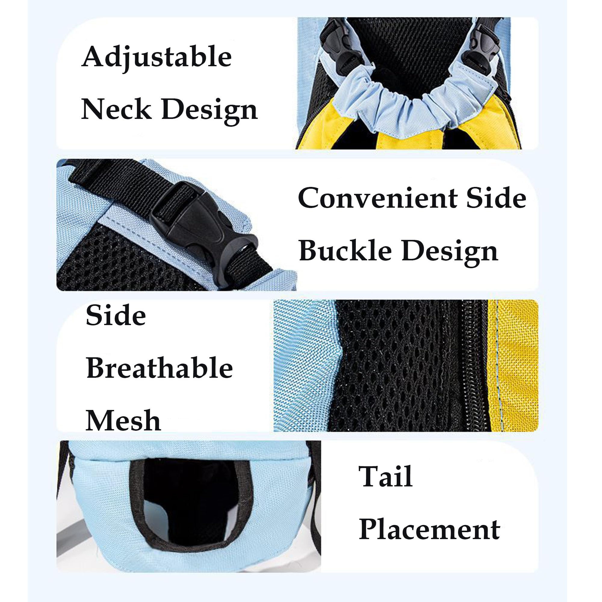 Ventilated Mesh Pet Carrier Backpack for Dogs & Cats - Front & Back Wearing, Adjustable Safety Belt - Travel, Hiking, Cycling & Outdoor Use - Small, Medium, Large Sizes - Blue