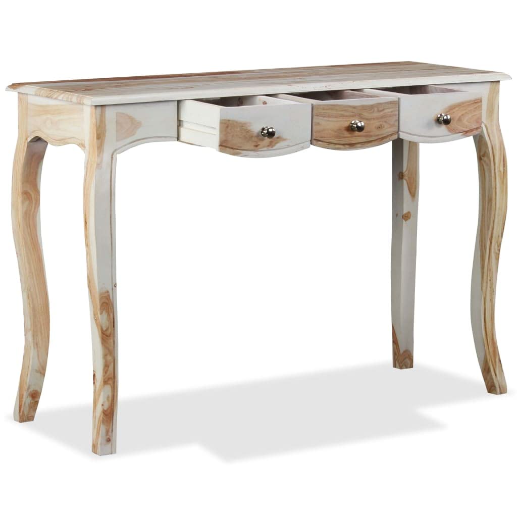 Solid Sheesham Wood Console Table with 3 Drawers - 43.3
