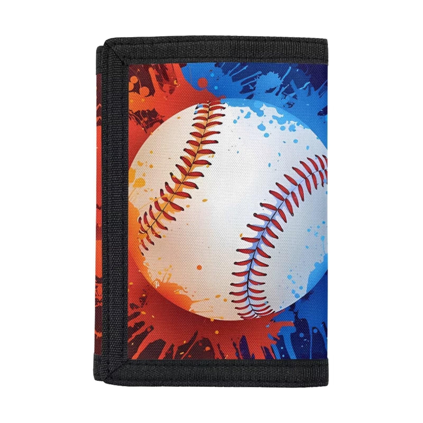 Baseball Print Kids Wallet for Boys & Teens - Trifold Canvas Wallet with Coin Pocket & Card Holders | Sport-Themed Boys Wallet | Perfect Gift for Toddlers & Children's Birthday | Great for School, Sports Games & Everyday Use
