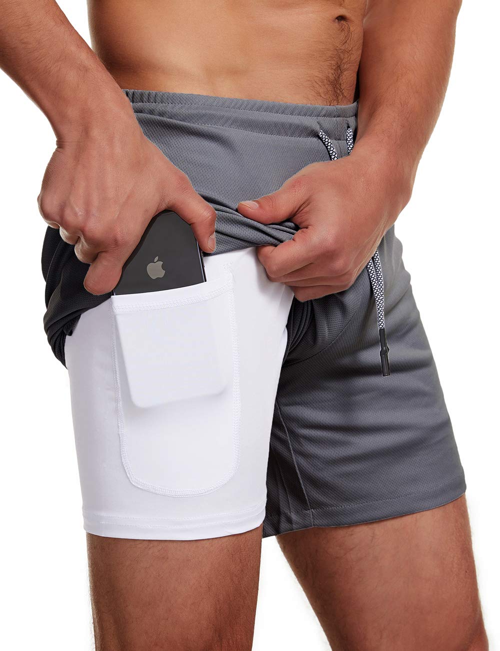 FLYFIREFLY Men's 2-in-1 Workout Running Shorts 7