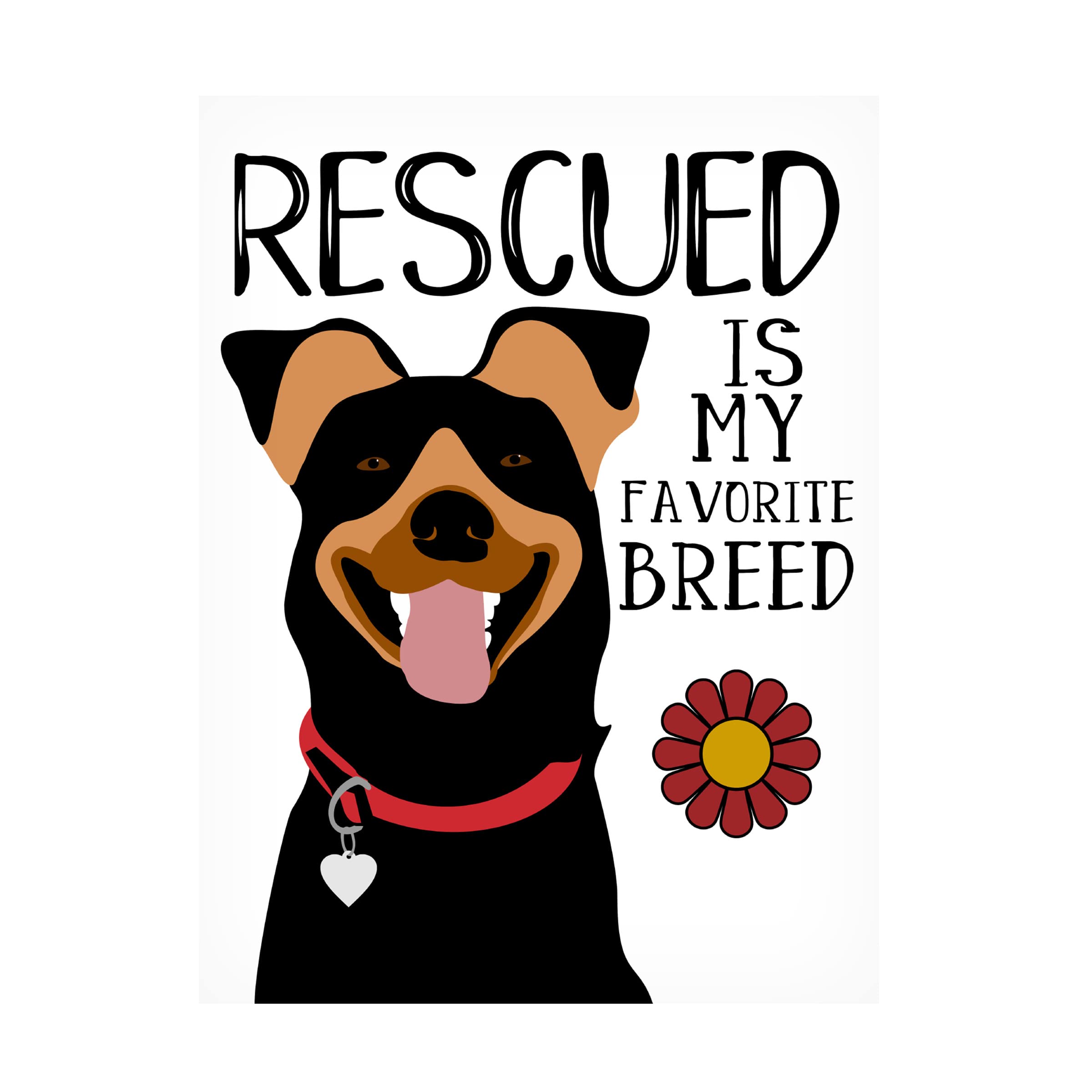 Trademark Fine Art 'Rescued is My Favorite Breed' Canvas Print by Ginger Oliphant - Dog Lover Gift, Animal Rescue Wall Decor for Living Room & Bedroom