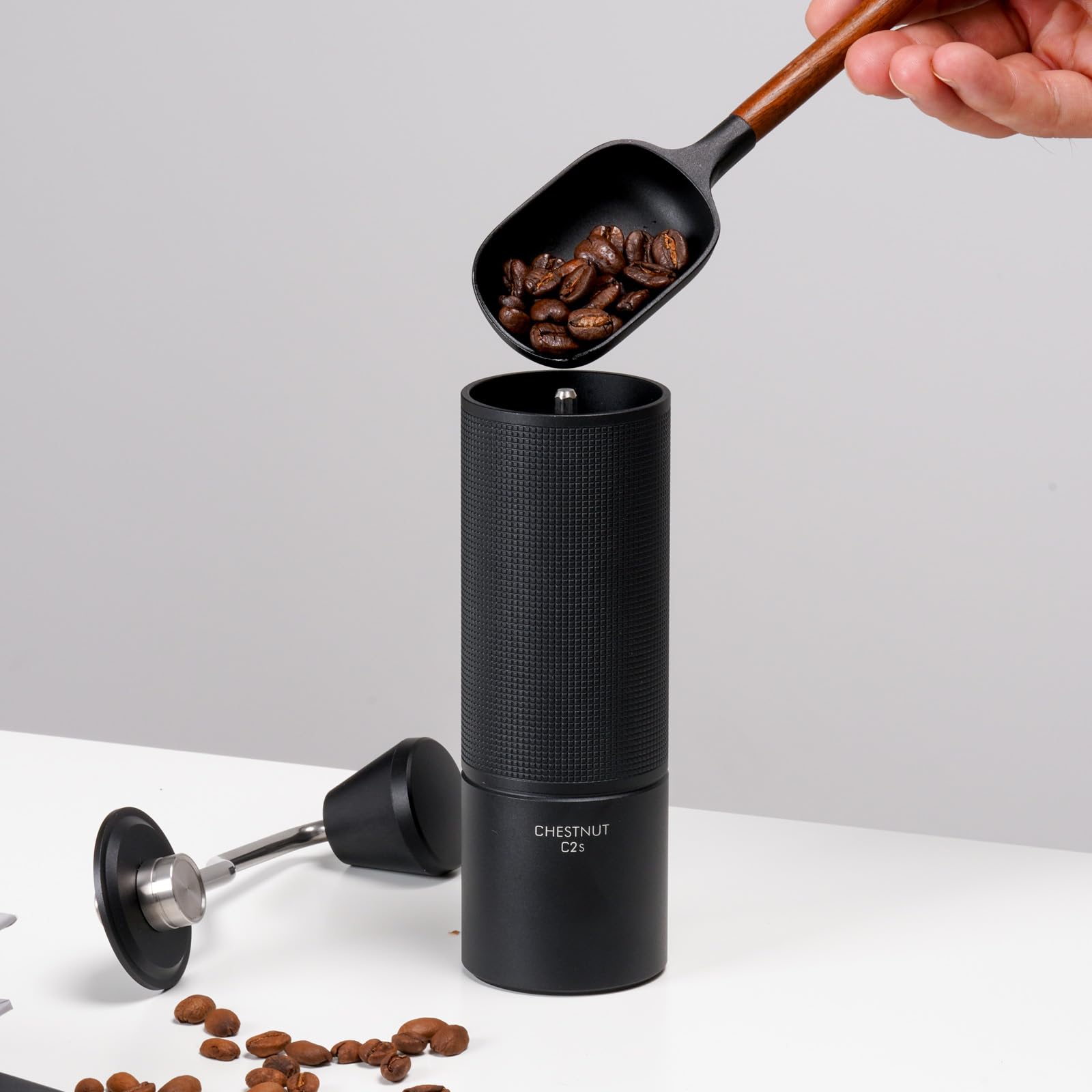 TIMEMORE C2S Manual Coffee Grinder - Stainless Steel Conical Burr Mill with Adjustable Settings (20g Capacity) for Pour Over, Mocha & Espresso | Perfect for Travel, Camping, Home & Office Use | Durable Black Hand Grinder