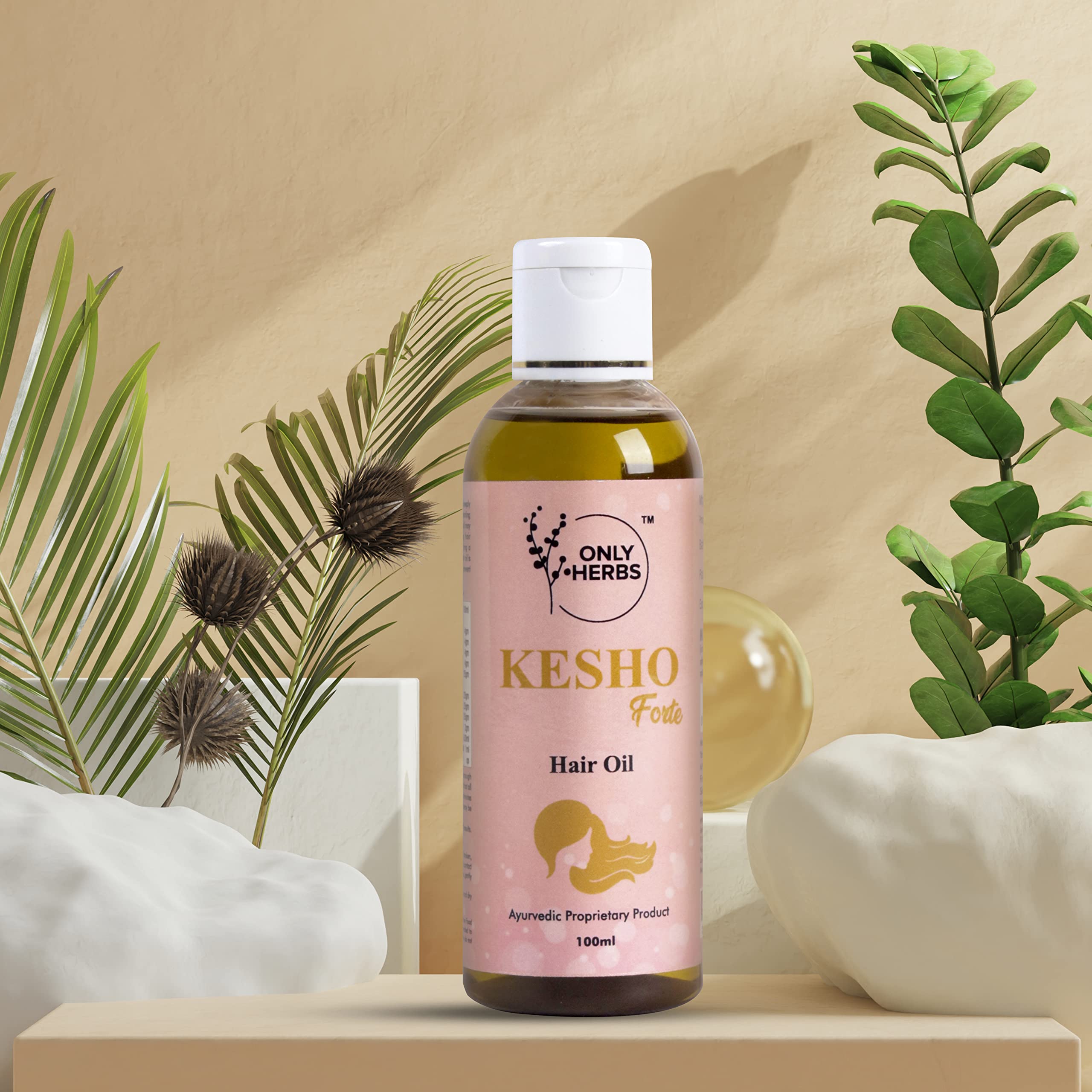 OnlyHerbs Kesho Forte Hair Oil - Ayurvedic Brahmi & Bhringraj Blend for Hair Fall Control - Natural Nourishing Oil for Men & Women - Promotes Healthy Hair Growth - All Natural Ingredients - Pack of 1 - Perfect for Daily Scalp Massage & Hair Care Routine