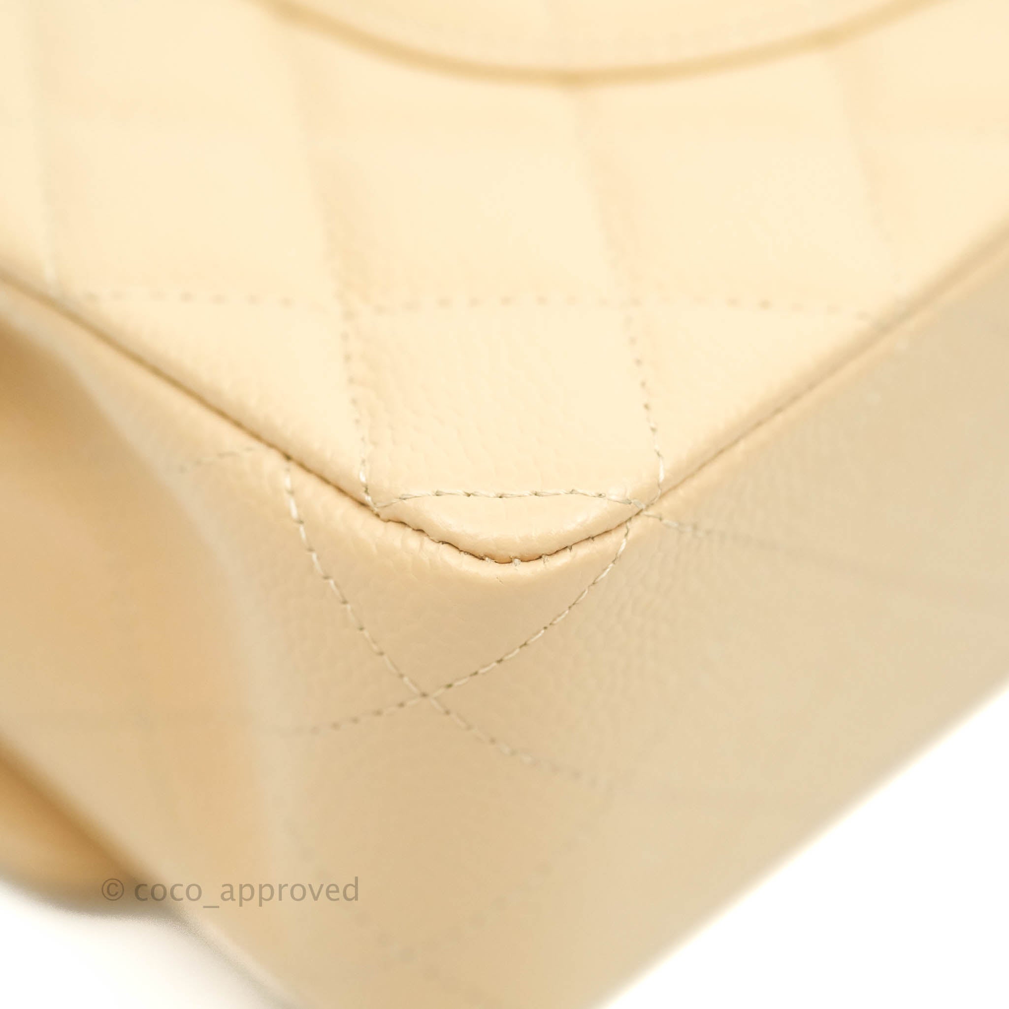Chanel Classic Medium Double Flap Bag in Beige Caviar Leather with Gold Hardware - Luxury Designer Handbag for Women, Perfect for Work, Evening Events & Special Occasions