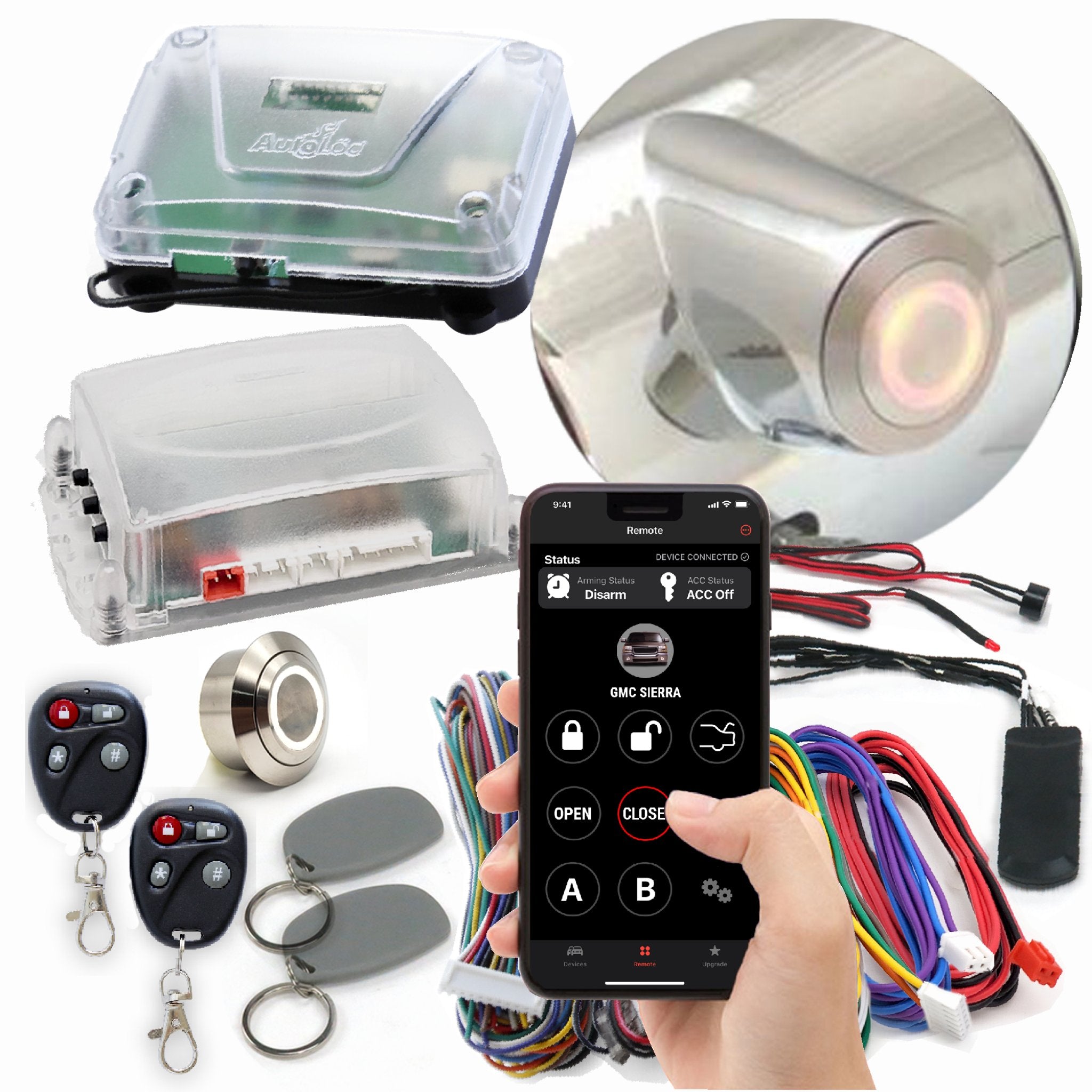 1901-1907 Oldsmobile Model F Push Button Start Kit with Keyless Entry & RFID Tag - GM Fit Column Insert - Perfect for Classic Car Restoration & Modern Convenience