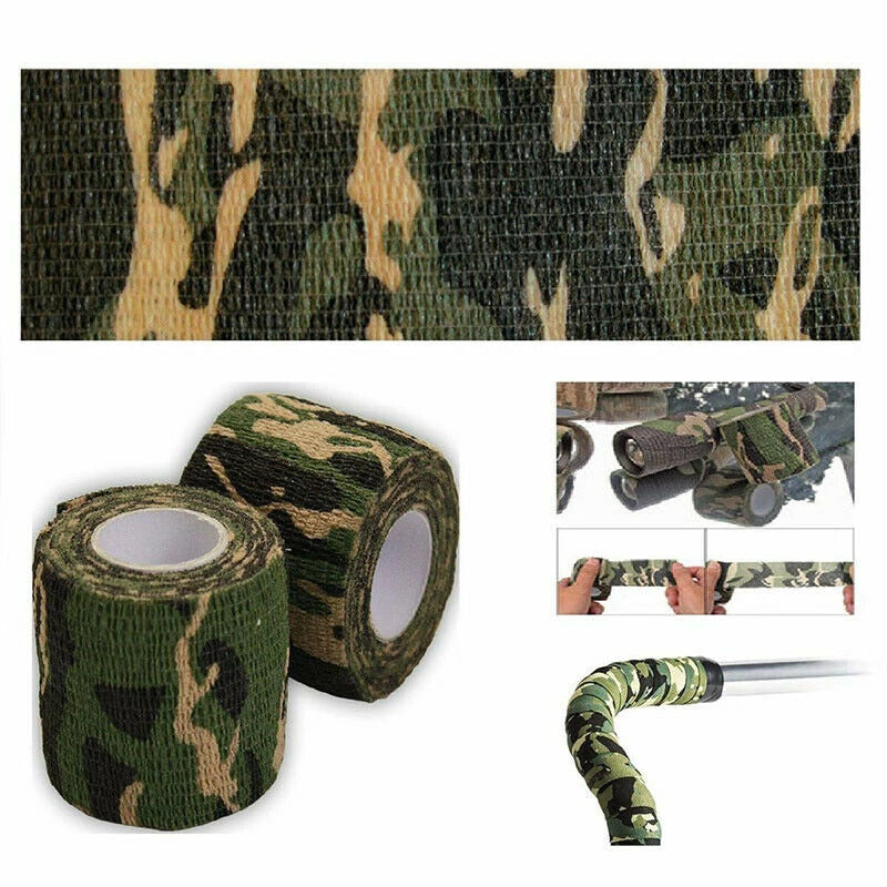 Self Adhesive Camo Tape - 5cm x 4.5m Waterproof Camouflage Tape for Guns, Hunting Gear, Outdoor Equipment & DIY Projects - Perfect for Hunting, Tactical Use & Camouflage Applications