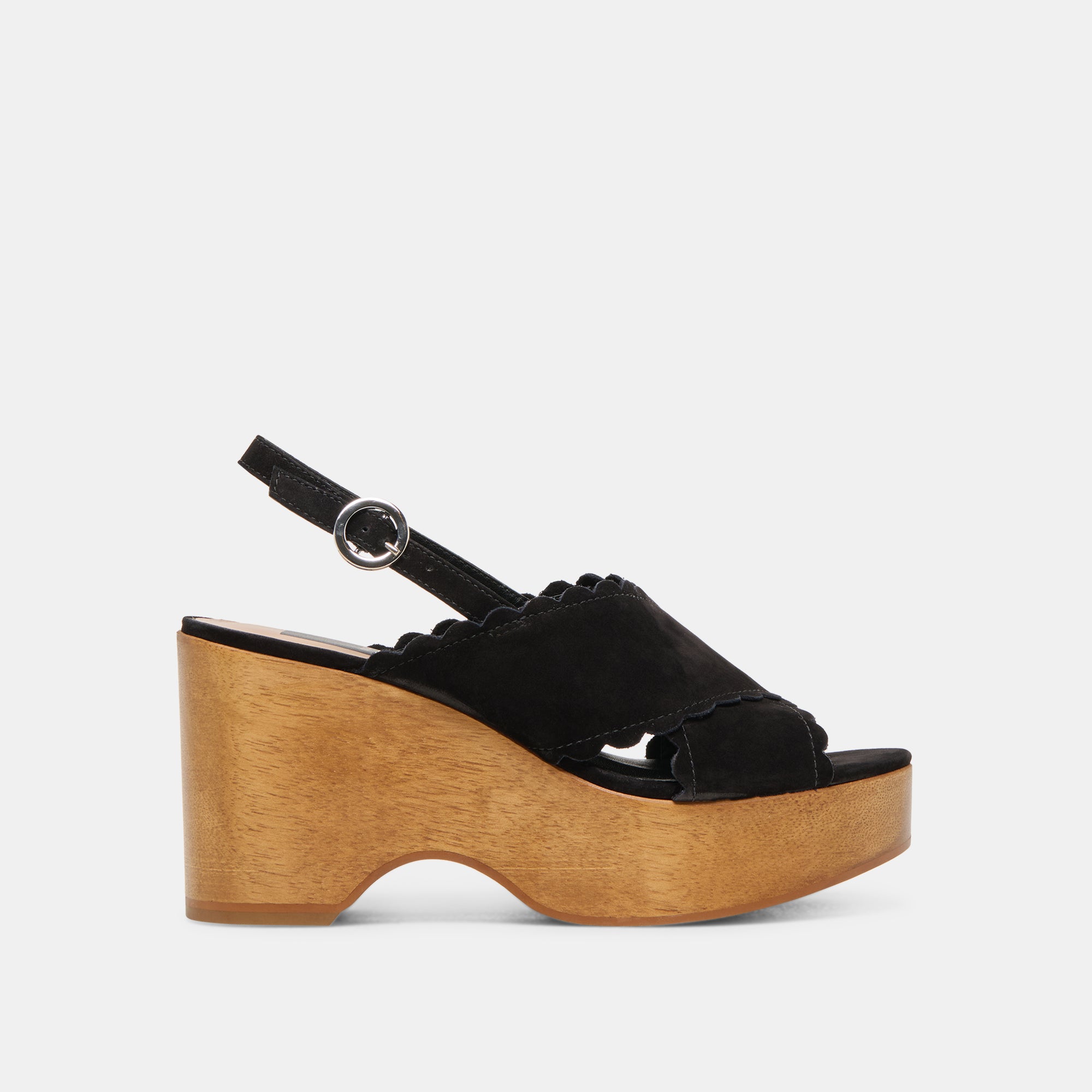 DILION Women's Black Nubuck Wedge Sandals - Comfortable Casual & Dressy Shoes for Summer, Beach, and Office Wear