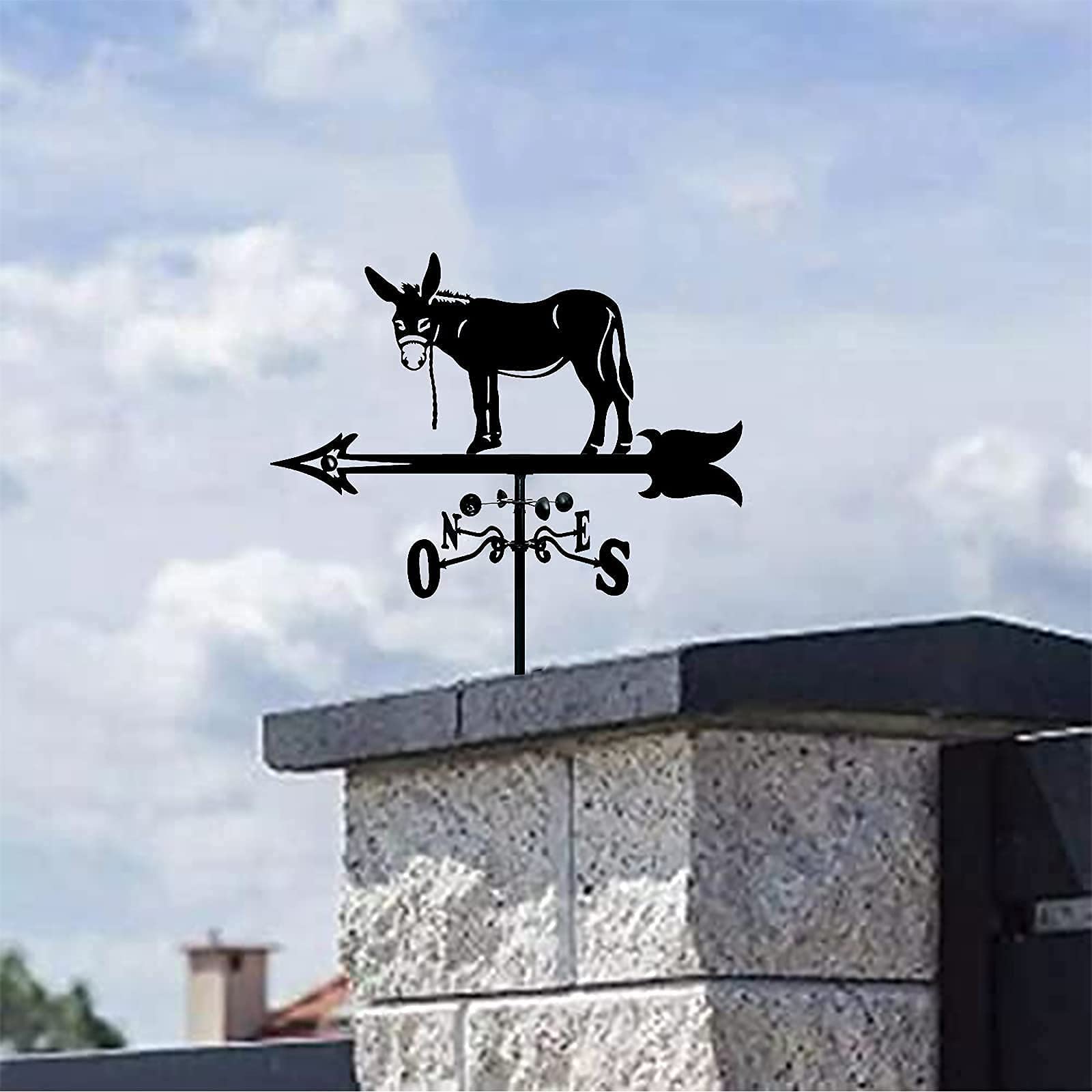 Stainless Steel Horse & Mule Weather Vane - Roof Mount Wind Direction Indicator for Courtyard & Garden Decoration | Easy to Assemble Outdoor Weathervane for Farmhouse, Barn & Patio Use