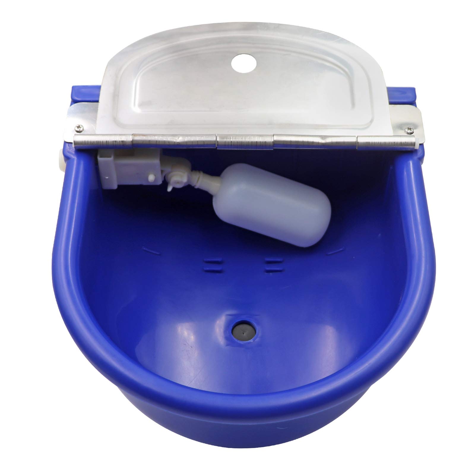Automatic Water Bowl for Horses, Dogs, Sheep, Cows & Pigs - Large Capacity Float Valve Waterer with Drain Plug - Durable Plastic Pet Water Feeder (Dark Blue) - Perfect for Barns, Farms & Outdoor Animal Care