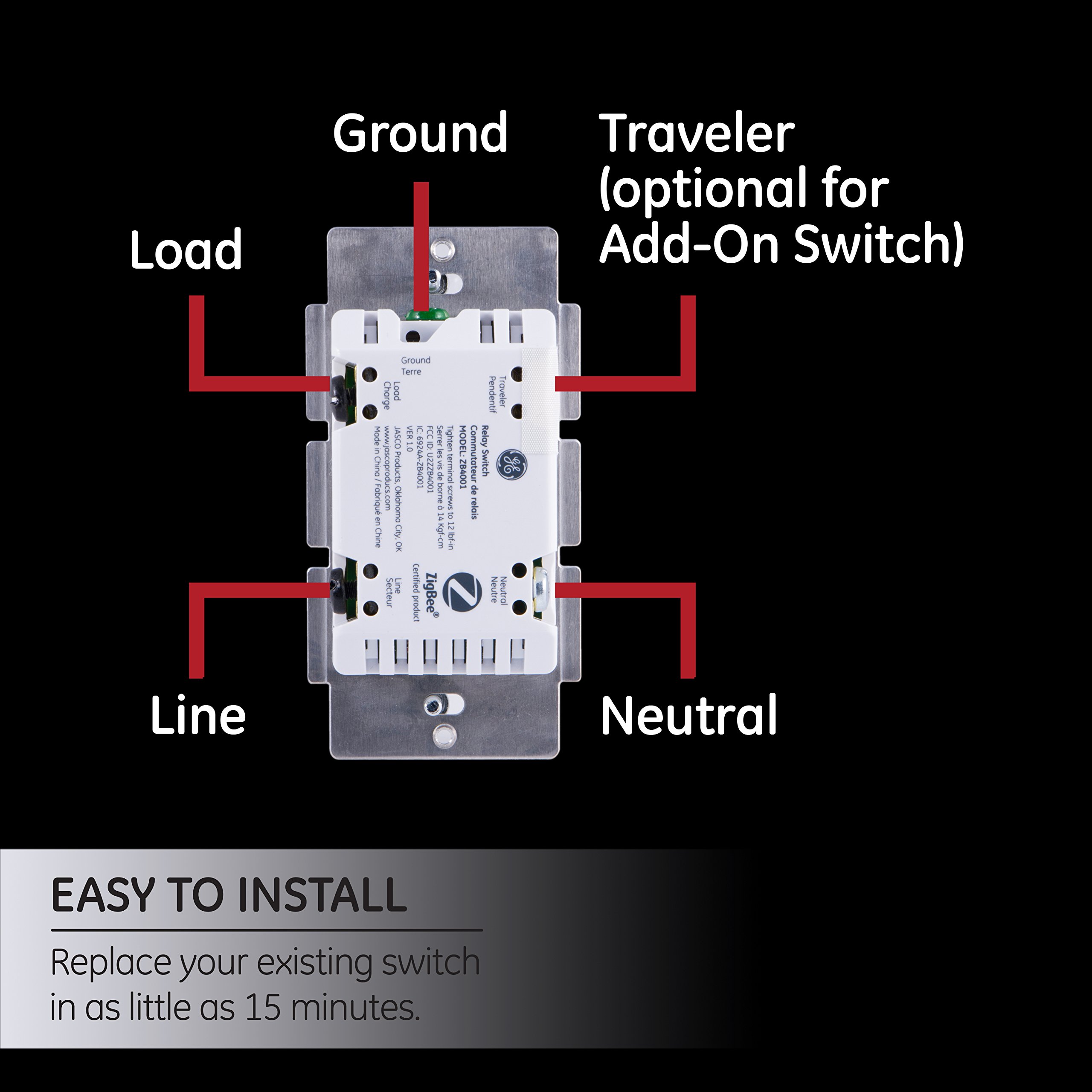 GE Zigbee Smart Dimmer Switch for In-Wall Lighting Control - Neutral Wire Required - Compatible with Alexa, Echo Show (2nd Gen) - White & Light Almond (Model 45857) - Perfect for Smart Home Automation & Voice Control