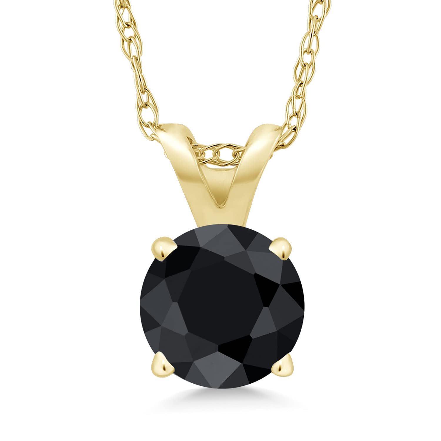 Gem Stone King Solid 14K Gold 6MM Round Birthstone Pendant Necklace for Women - 4-Prong Setting with 18 Inch Gold Chain | Elegant Jewelry Gift for Birthday, Anniversary & Special Occasions