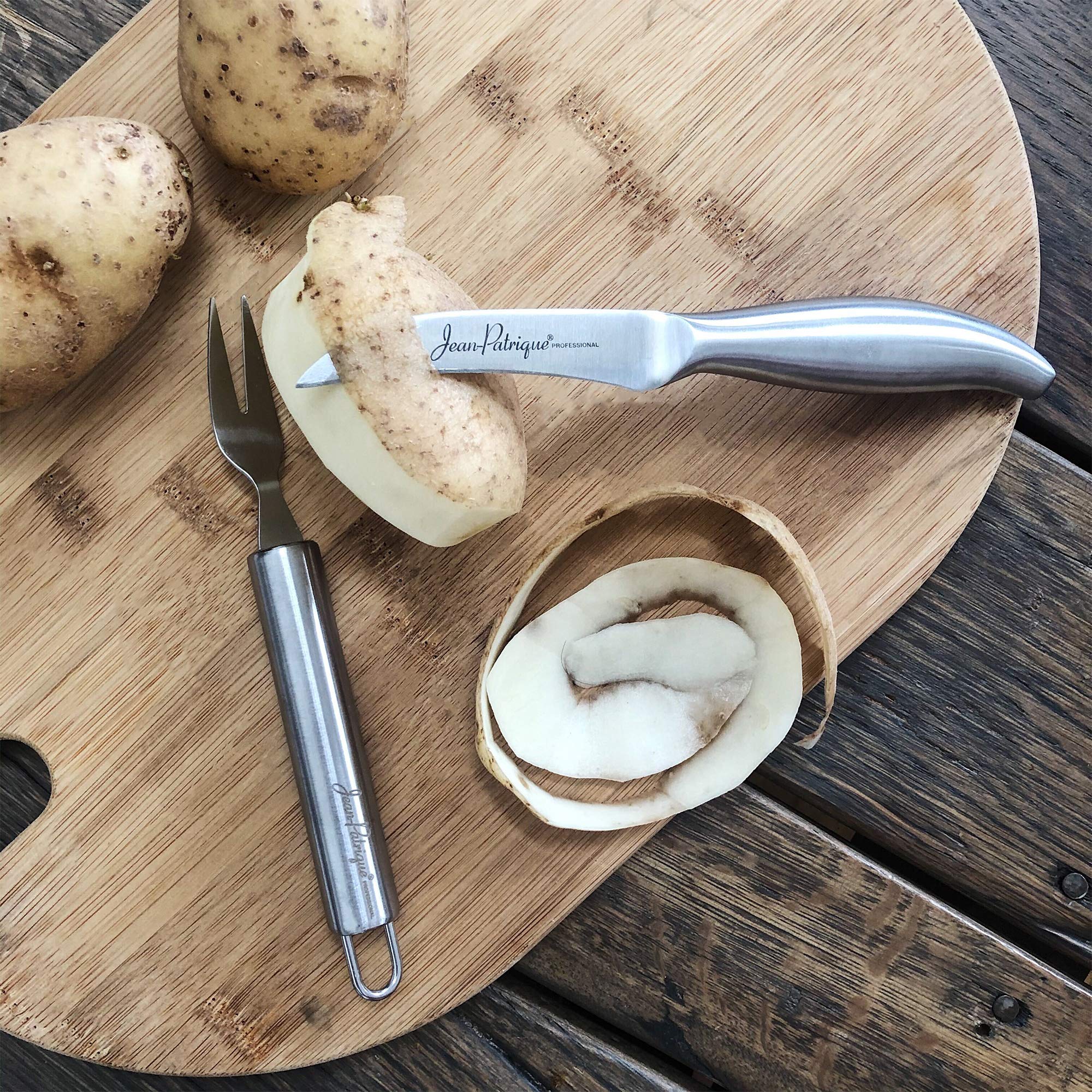 Premium Potato Peeler Knife & Fork Set - Stainless Steel Vegetable Peeler with Ergonomic Handle - Perfect for Peeling Potatoes, Carrots, Apples & More - Ideal for Kitchen, Camping & Food Prep
