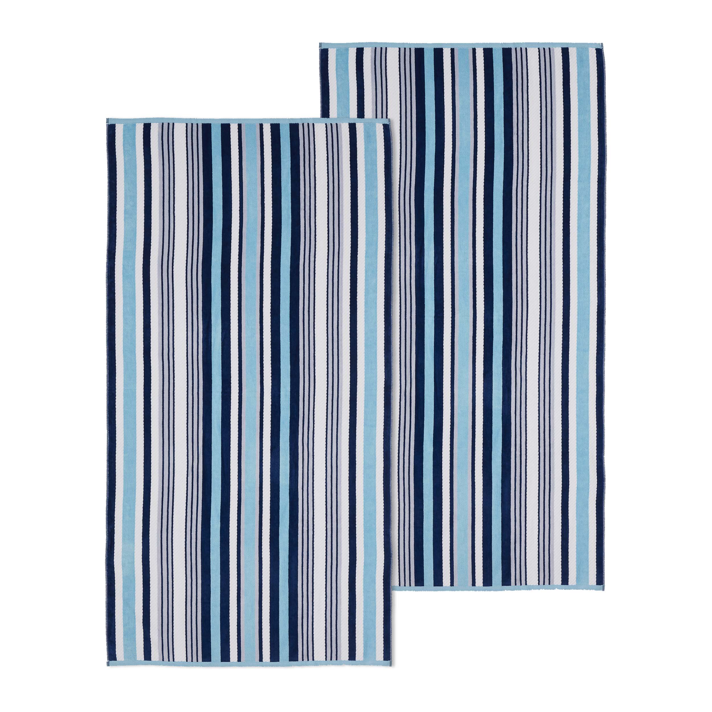 Premium Rope Textured Striped Oversized 2-Piece Beach Towel Set - Soft Quick-Dry Bath Towels for Pool, Beach, Yoga & Gym - Perfect Summer Accessories