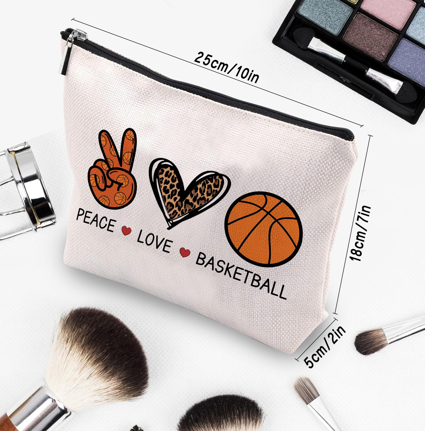 Basketball Themed Makeup Bag for Women - Perfect Cosmetic Pouch Gift for Basketball Players, Fans & Friends - Travel Makeup Organizer for Team Sports Enthusiasts | Ideal for Gym, Travel & Game Day Essentials