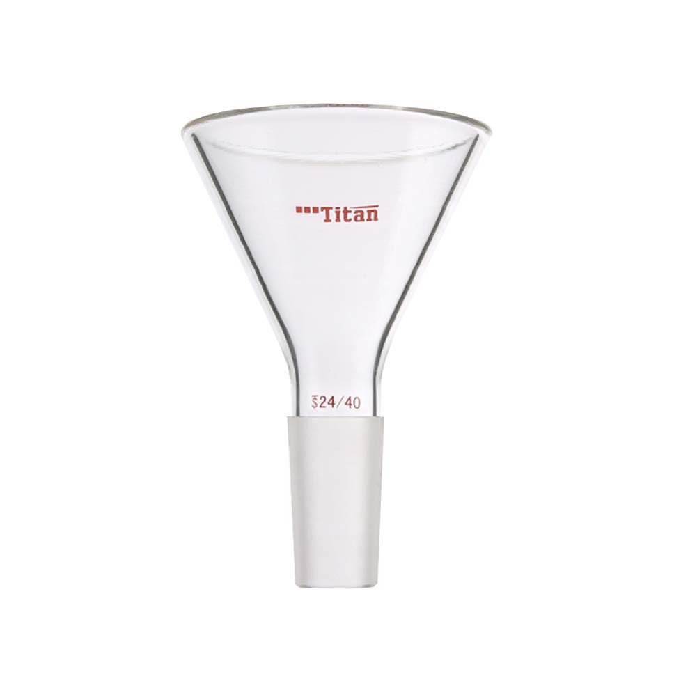 24/40 Standard Inner Joint Glass Short Stem Funnel with 75mm Top OD - Perfect for Chemistry Labs, Essential Oil Distillation & Home Brewing