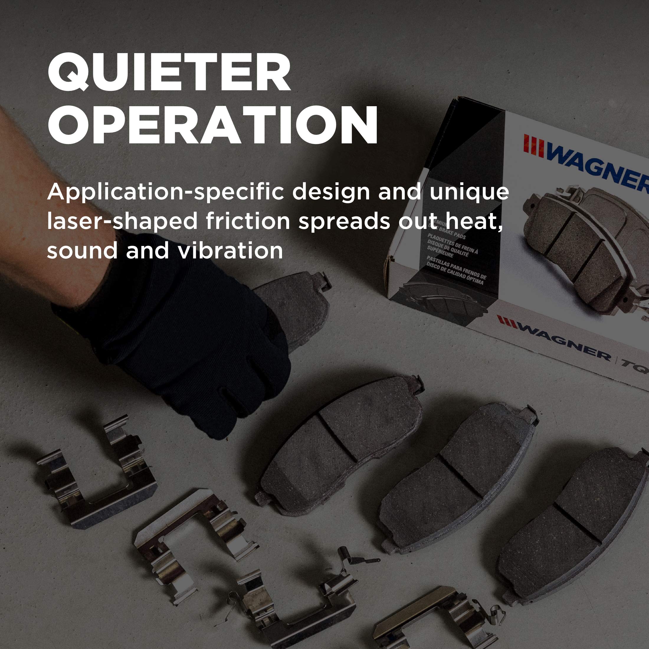 Wagner ThermoQuiet PD1036 Ceramic Disc Brake Pads Set - Front or Rear Brake Pad Replacement for Smooth & Quiet Performance - Perfect for Daily Commuting, Highway Driving & Stop-and-Go Traffic