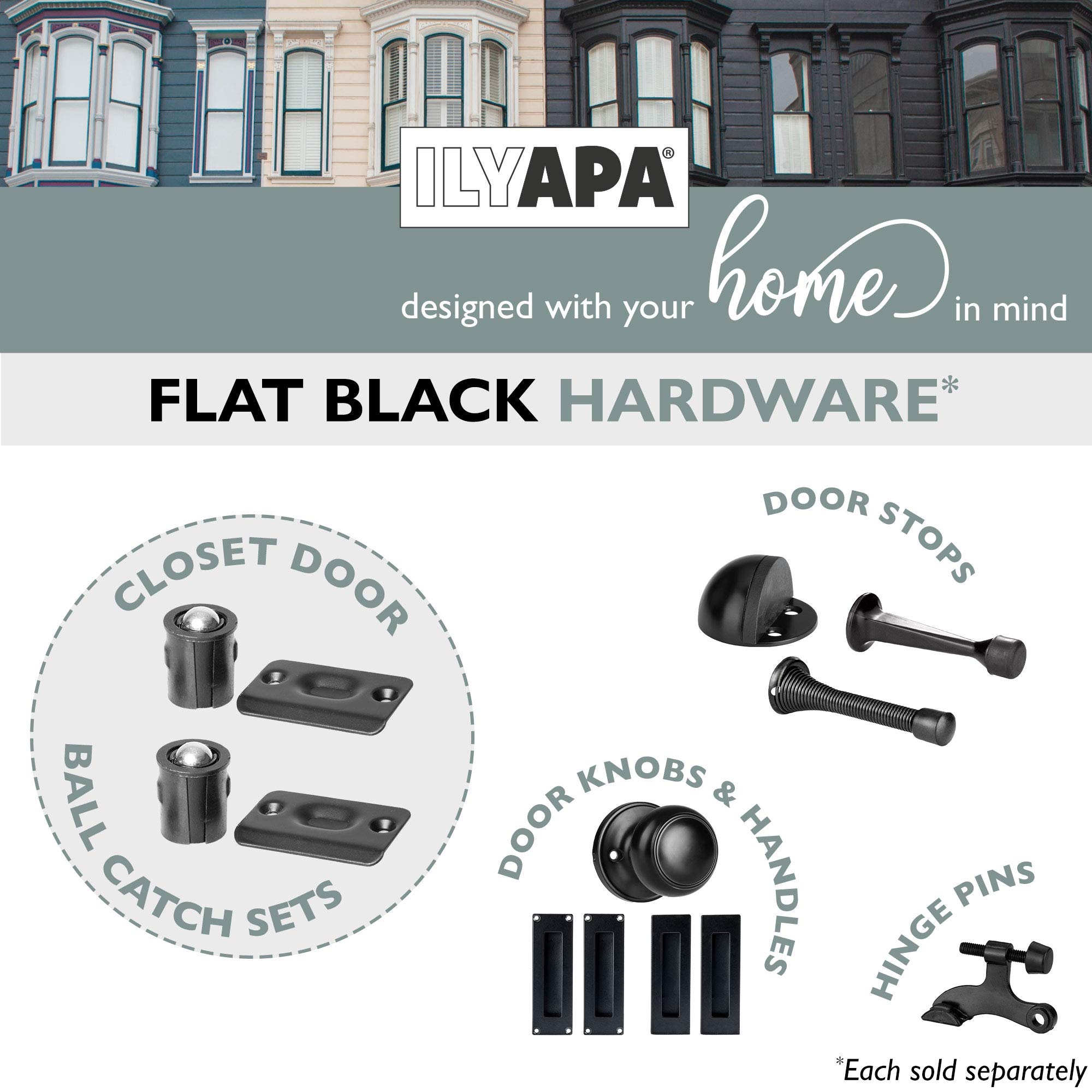 Ilyapa Black Ball Catch Door Hardware - 2 Pack | Invisible French Ball Catch for Closet & Pantry Doors | Durable Cabinet Latch for Smooth Silent Closing | Perfect for Wardrobes, Kitchen Cabinets & Sliding Doors