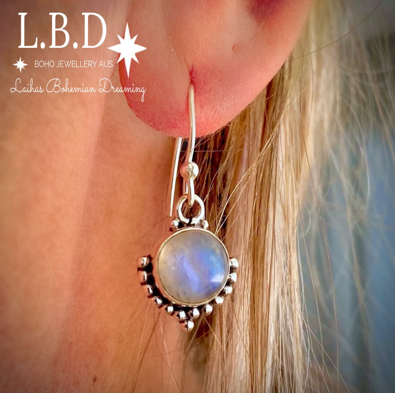 Boho Moonstone Earrings for Women – Handmade Sterling Silver Dangle Earrings – Perfect for Boho Chic, Festival, and Everyday Wear