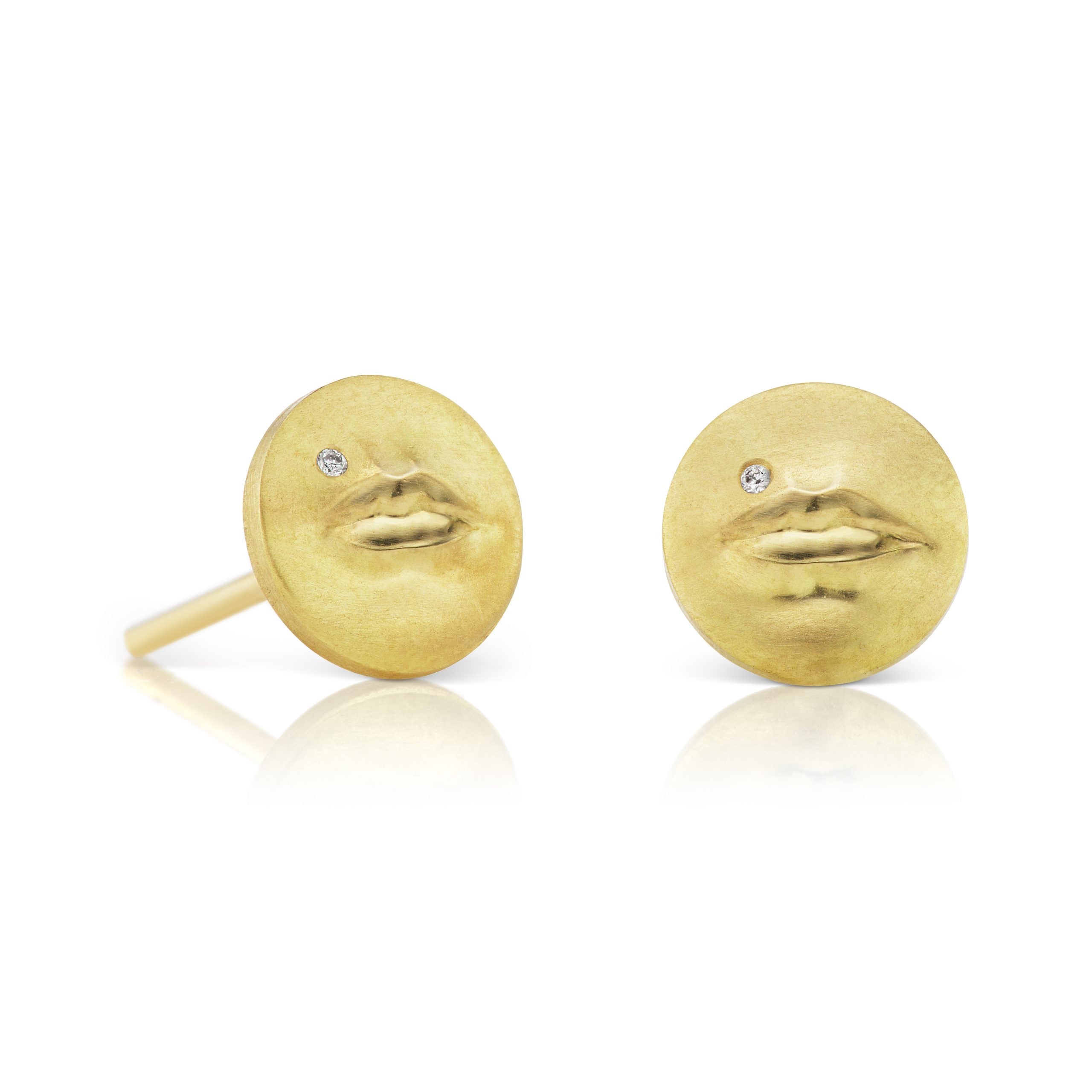Tiny Kiss Me Stud Earrings - Minimalist Gold Plated Huggie Earrings for Women, Perfect for Everyday Wear, Date Night & Gifts
