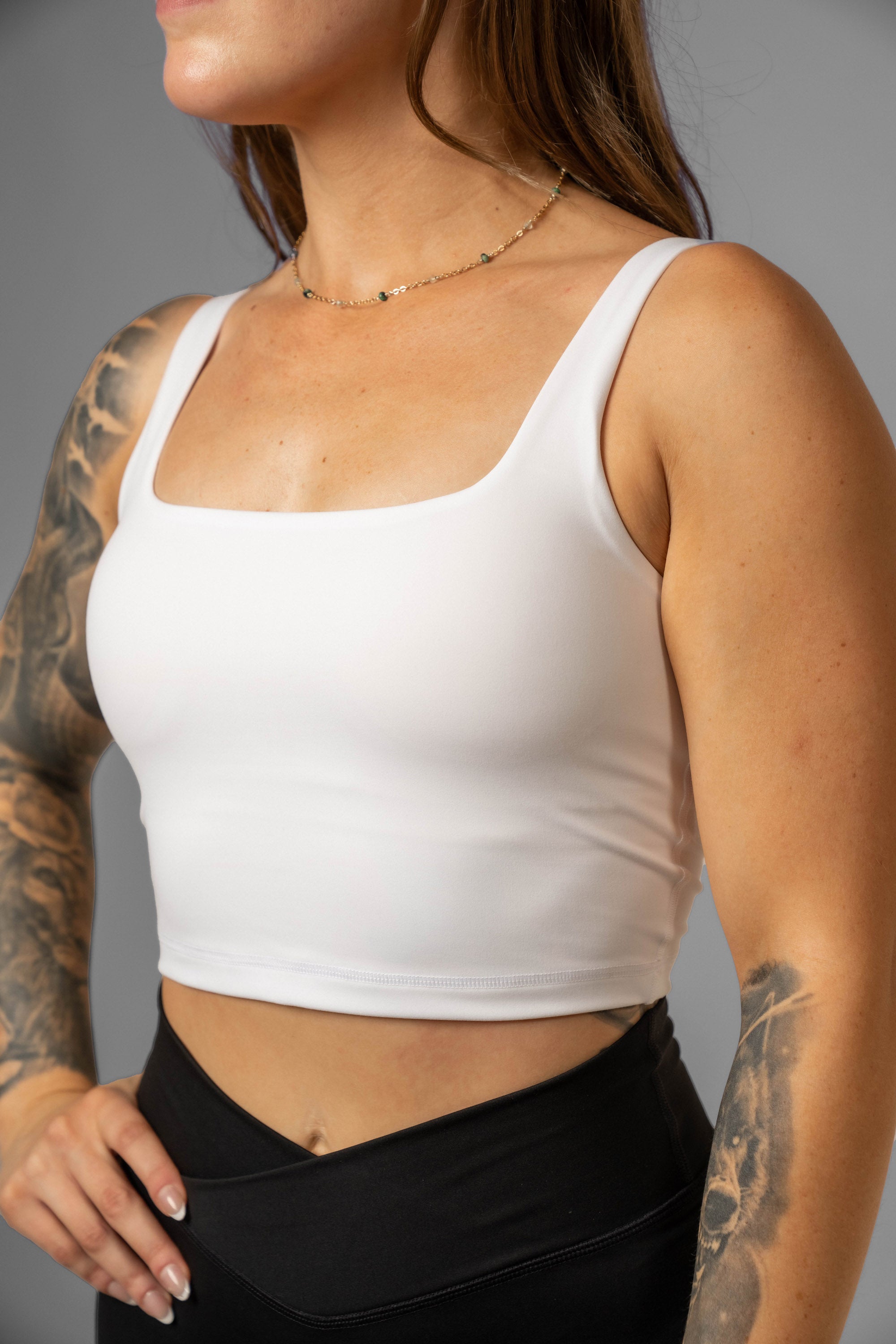 Sculpt Square Neck Tank Top for Women - Slim Fit Workout Shirt for Yoga, Gym & Casual Wear