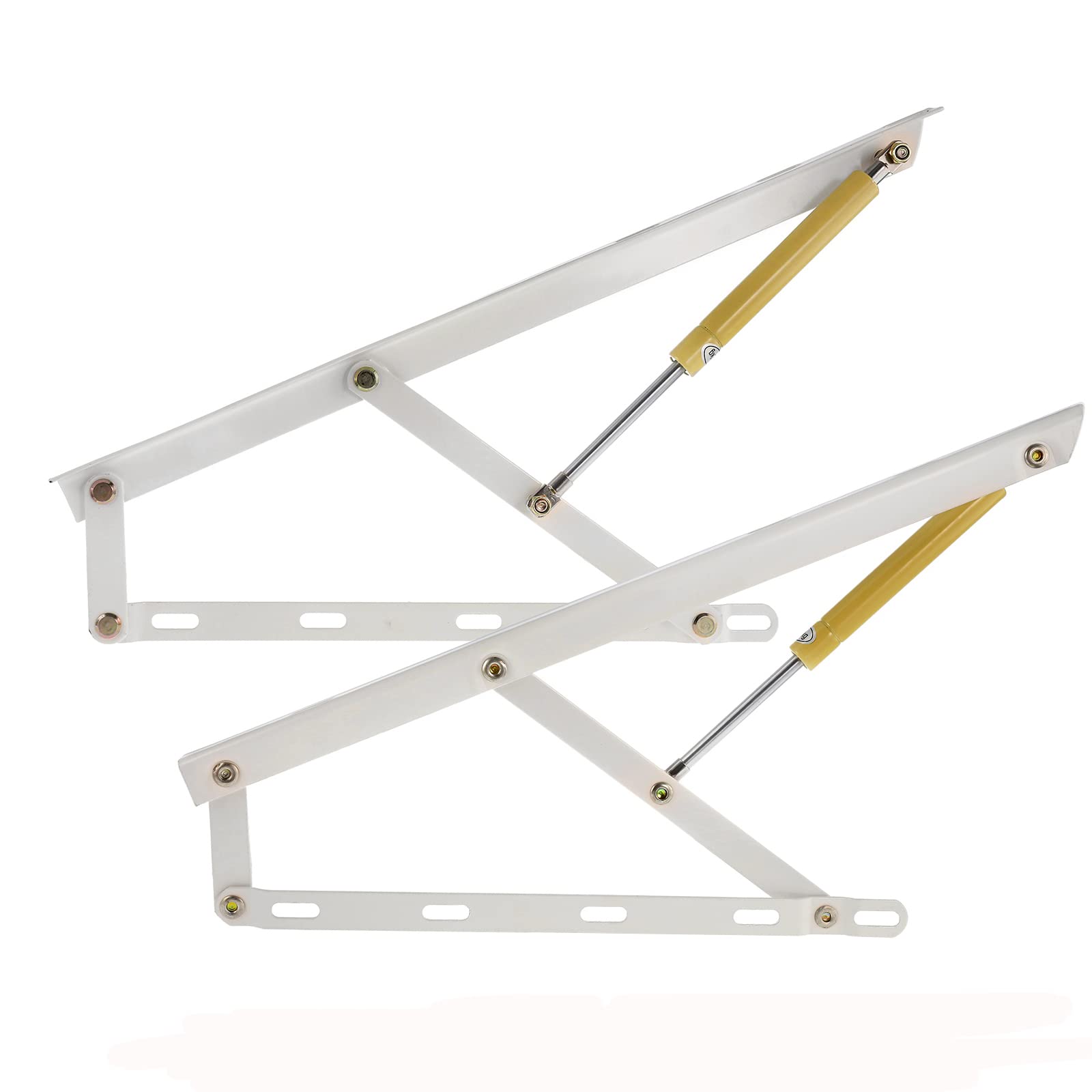 Dyna-Living Heavy Duty Bed Lift Mechanism - Pair of Gas Spring Storage Bed Lifts for Platform Beds & Sofas | Space Saving Solution for Small Apartments & Dorm Rooms (White)