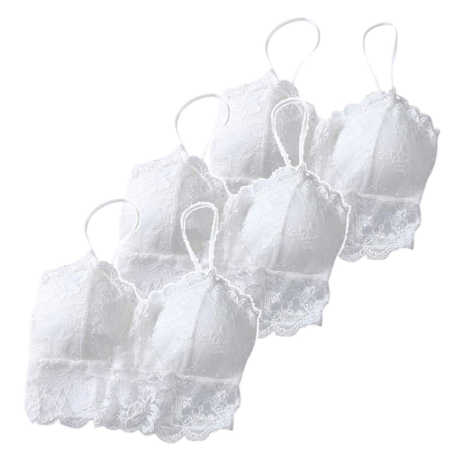 3-Piece Women's Sexy Lace Crisscross Bandeau Vest with Chest Pad - Comfortable Sports Underwear & Nightwear for Sleep, Lounge, and Date Nights - White