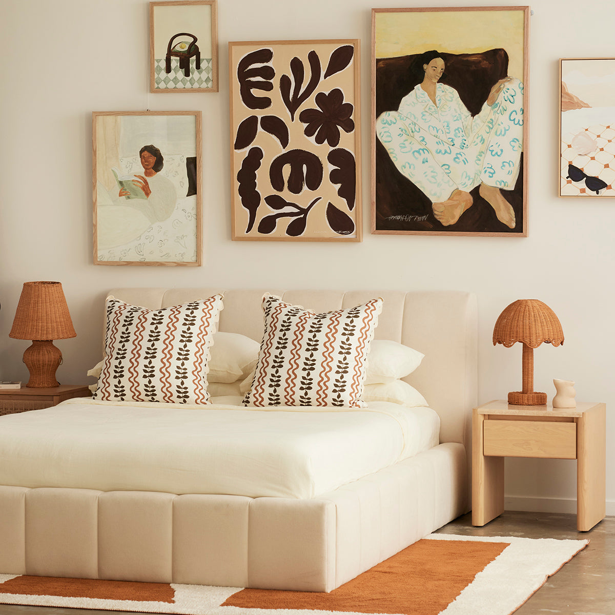 Allocco King Size Bed Frame with Upholstered Headboard - Cream Velvet Fabric for Luxurious Bedroom Decor | Perfect for Master Bedrooms, Guest Rooms & Modern Home Interiors