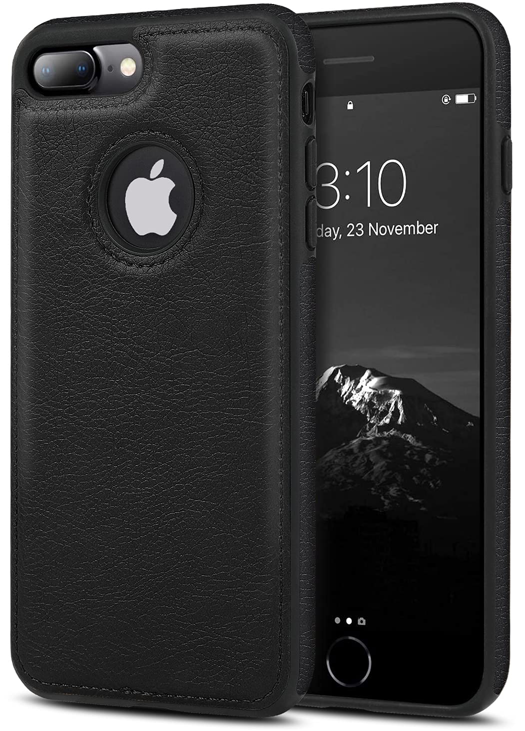 Premium Vegan Leather Phone Case for iPhone 7 Plus & iPhone 8 Plus - Slim Luxury Vintage Cover (5.5 Inch, Black) | Perfect for Business, Travel & Everyday Protection