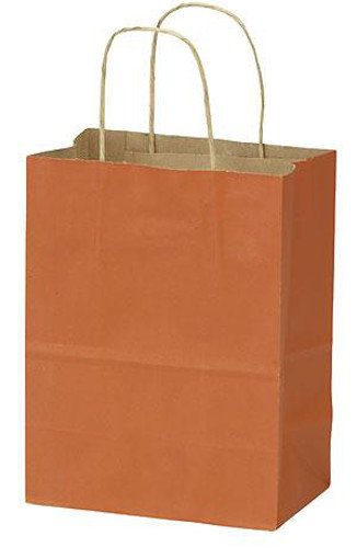 Eco-Friendly Medium Burnt Orange Shopping Bags 8 x 4.5 x 10.25 Inches - Pack of 100 | Perfect for Retail Stores, Groceries & Gift Packaging