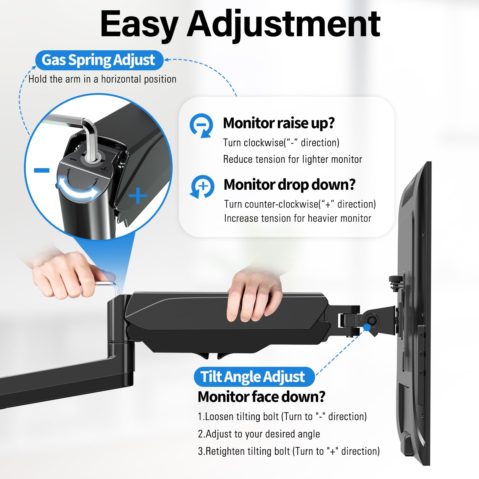 MOUNTUP Dual Monitor and Laptop Mount Stand - Gas Spring Monitor Arm for 2 Screens up to 27