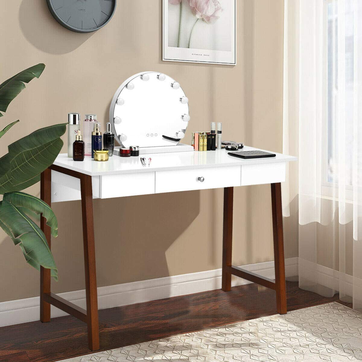 Tangkula White Computer Desk with Storage - Home Office & Study Desk for Work & Makeup