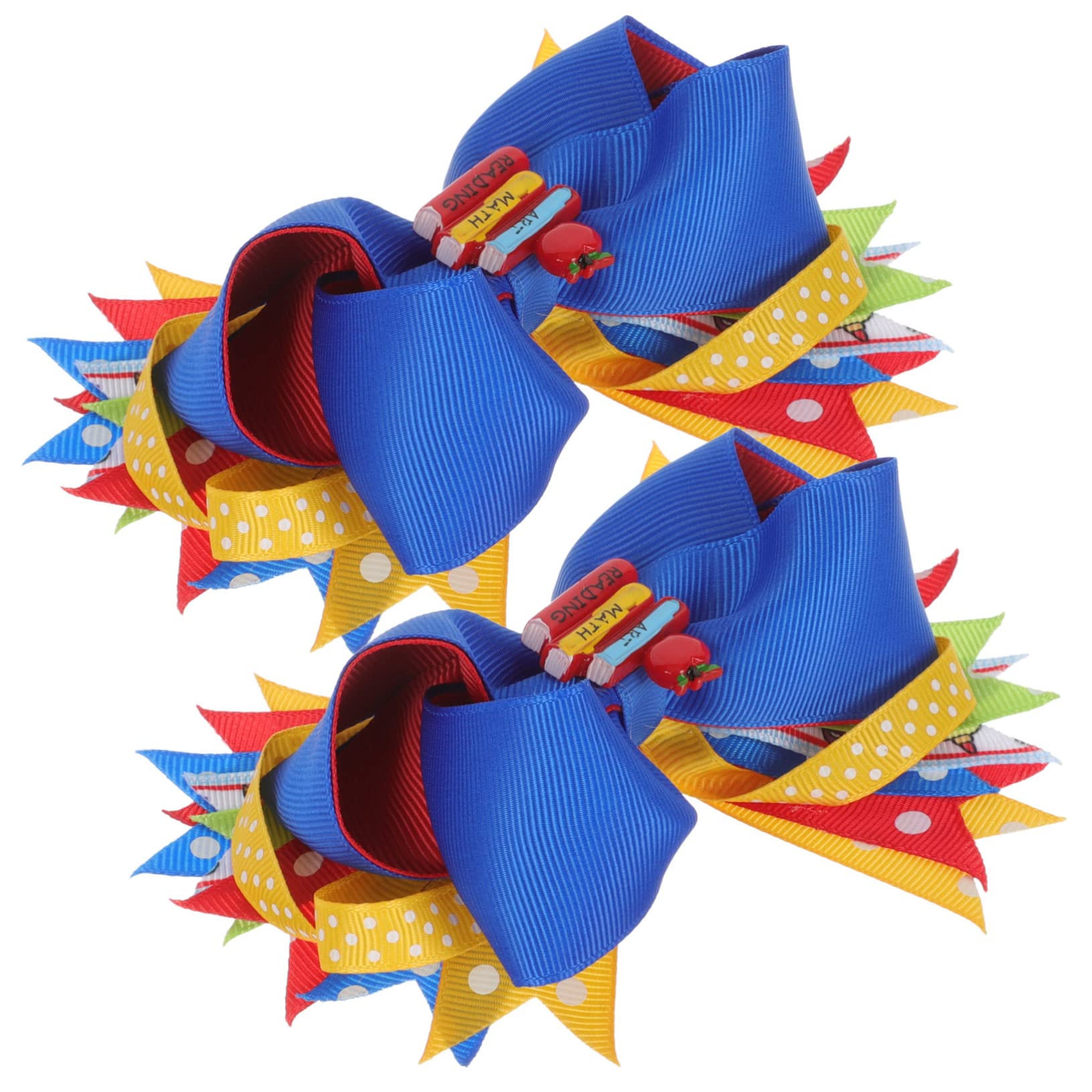 4 Pcs Girls Small Hair Bows - Fancy Hair Clips & Barrettes for Baby, Kids & Women | Satin Scrunchies for Curly Hair | Big Bow Hair Accessories for Back to School & Special Occasions