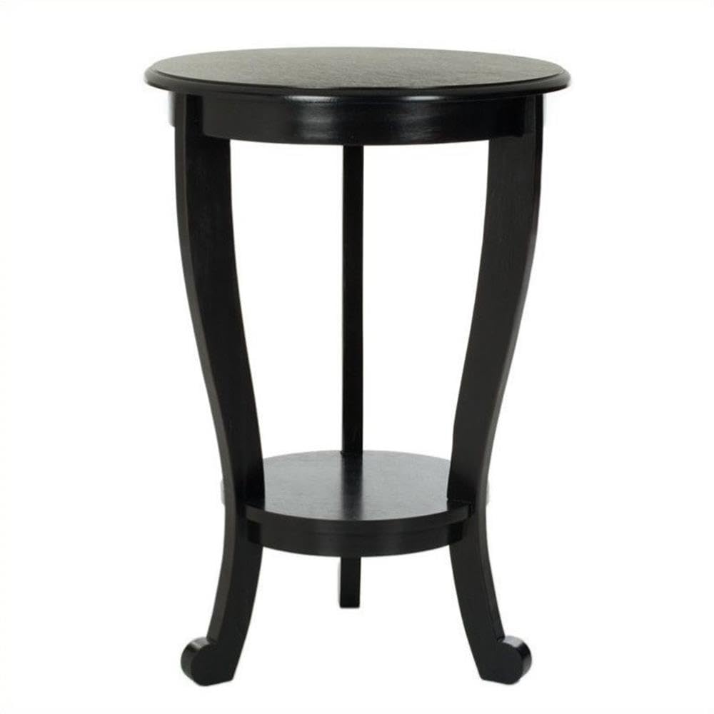Black Wood Pedestal Side Table Set of 2 - Modern End Table for Living Room, Bedroom, or Office - Home Square Accent Table for Coffee, Books, and Decor