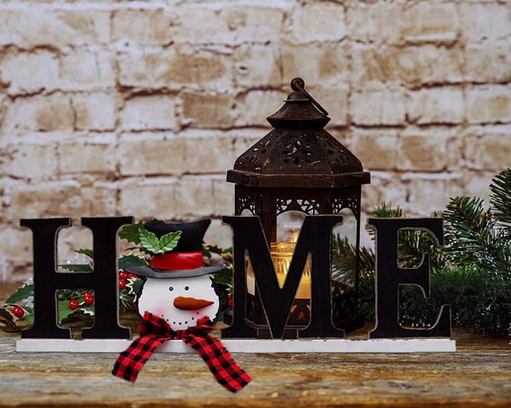 Snowman Christmas Home Sign - Handcrafted Wooden Cutout Holiday Decor for Tabletop, Wall or Shelf - Festive Xmas Decoration for Living Room, Porch & Gifts