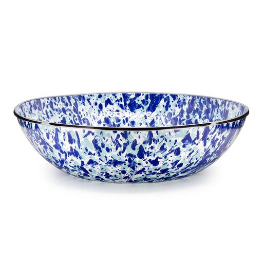 Ocean Swirl Enamelware 5 Quart Serving Bowl - Durable & Stylish Kitchenware for Salads, Pasta & Party Dishes - Perfect for Outdoor Picnics & Family Gatherings