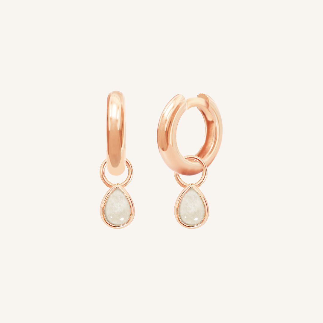 Moonstone Trove Charm Hoops - Elegant Sterling Silver Earrings for Women | Perfect for Boho Chic Style & Everyday Wear