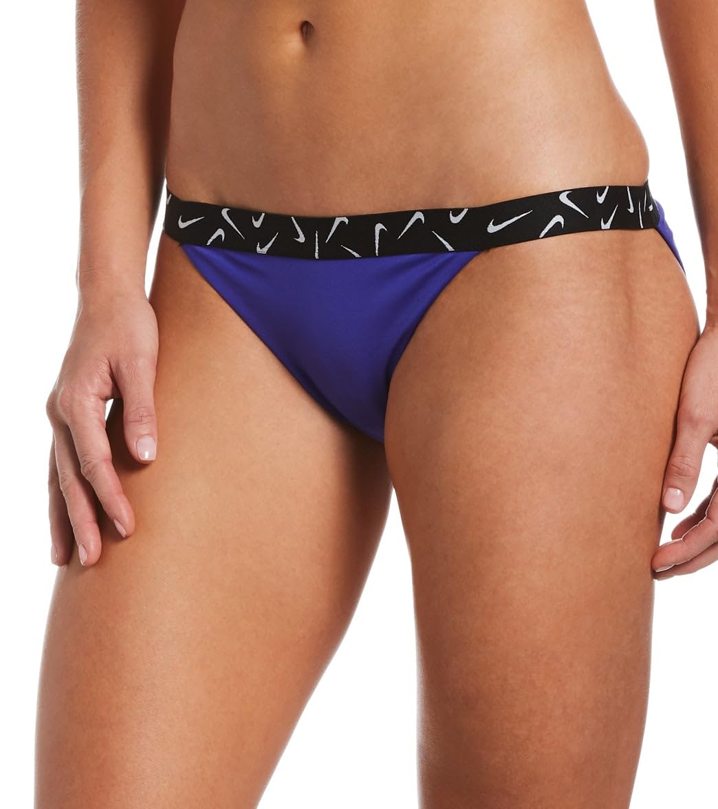 Nike Logo Tape Banded Bikini Bottoms - High Waisted Swimwear for Women, Comfortable & Stylish Swim Shorts - Perfect for Beach, Pool, and Summer Vacations