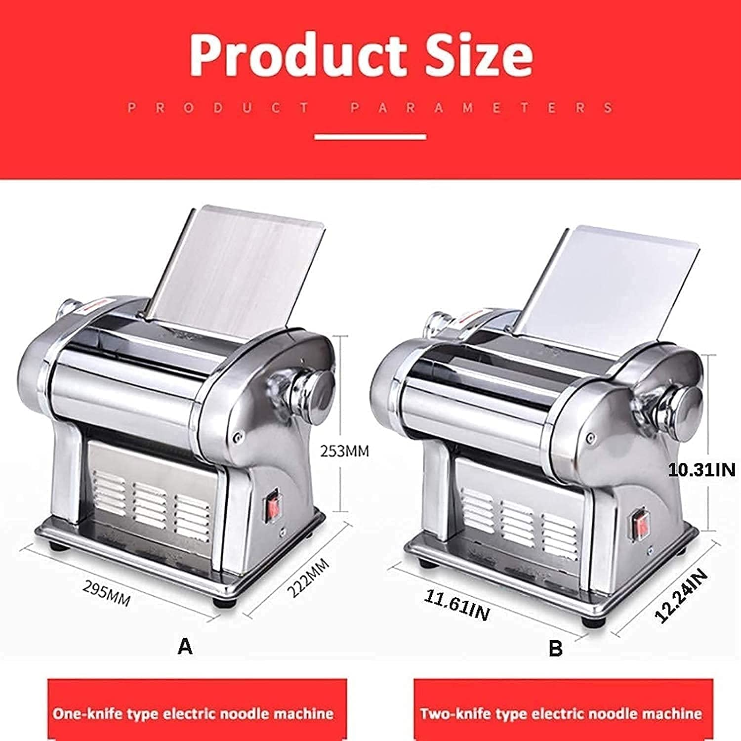Automatic Electric Pasta Maker Machine - Stainless Steel Noodle Maker with 6 Thickness Settings & 2 Shape Dies - Perfect for Homemade Pasta, Dumplings, and Fresh Noodles - Ideal for Italian Cuisine, Family Cooking, and Restaurant Use