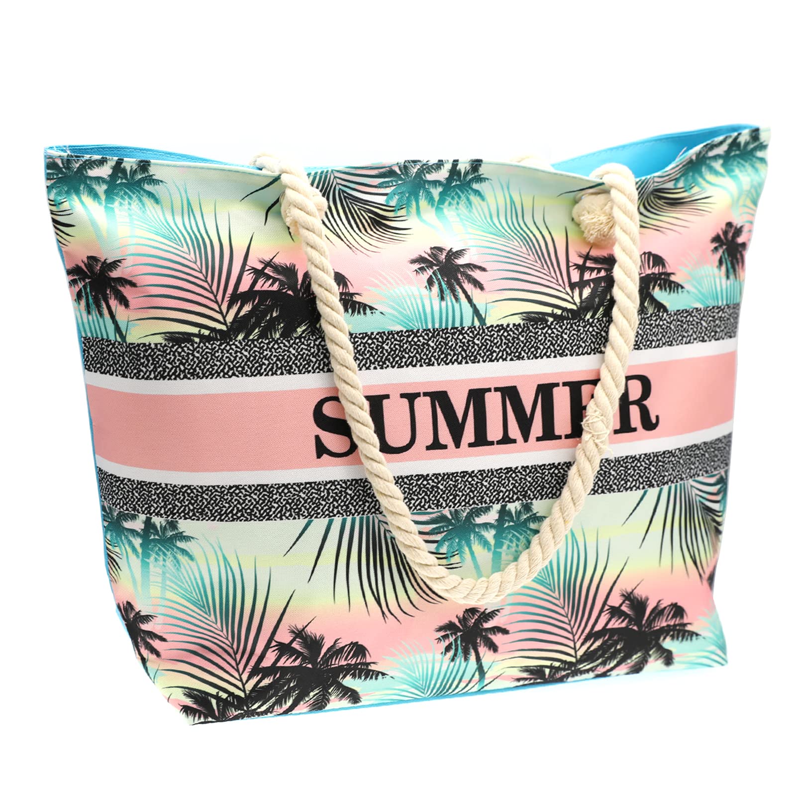 Large Beach Tote Bag for Women - Waterproof Canvas Straw Shoulder Bag, Handbag for Travel, Gym, Swim, Pool, Picnic & Summer Outings