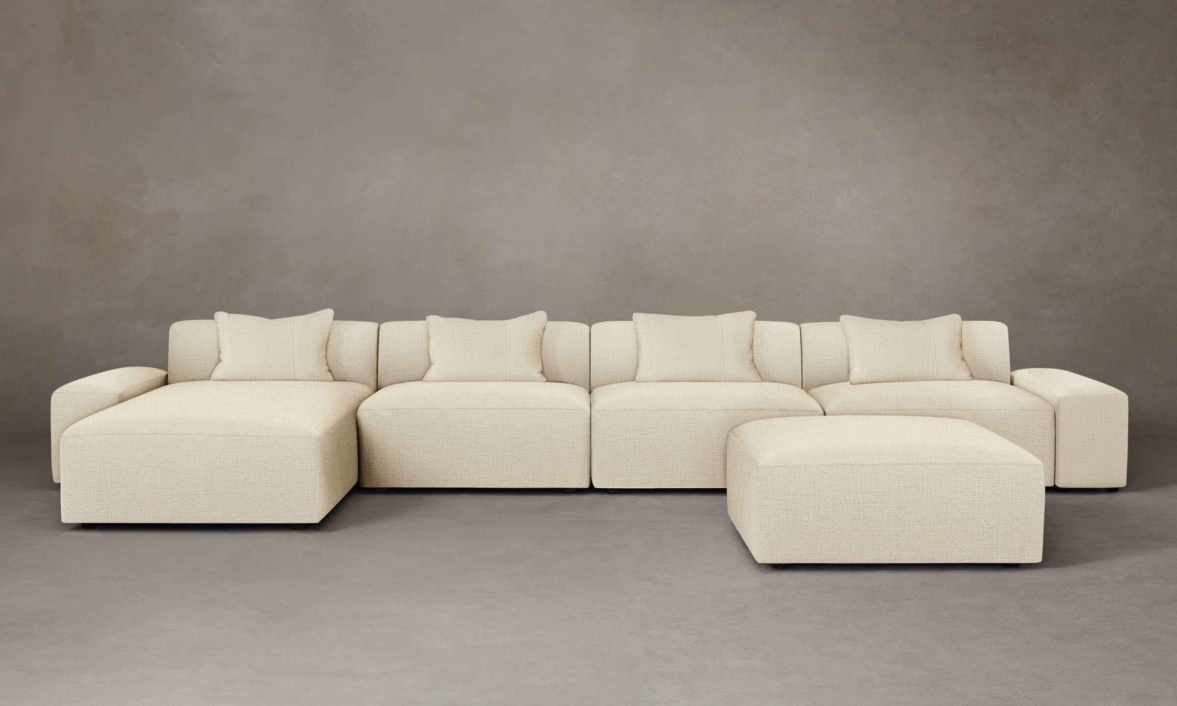 Breuer Modular Sectional Sofa - Performance Woven Chenille Fabric in Desert Color | Modern Living Room Furniture for Home & Office Comfort