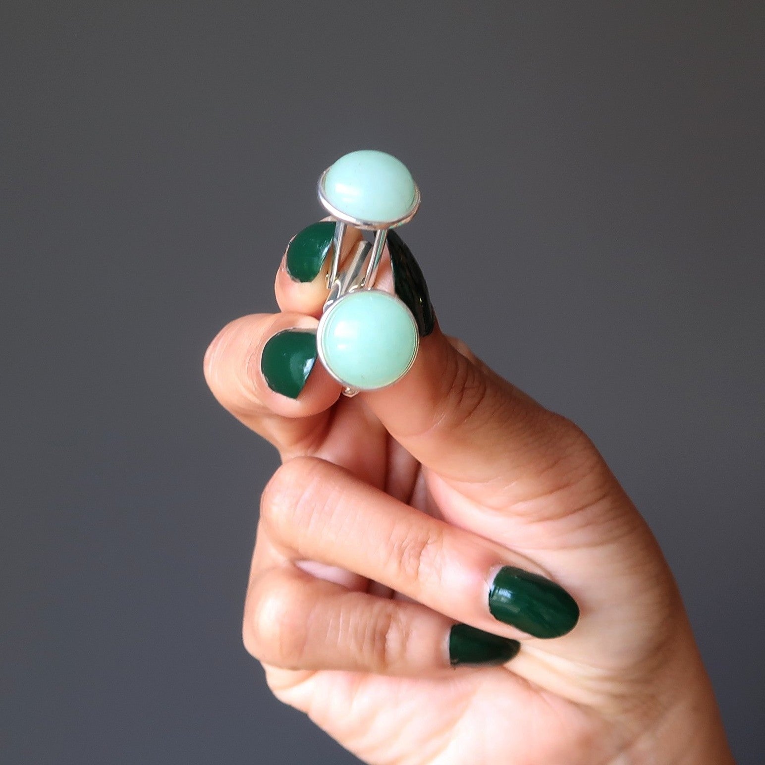 Green Aventurine Cufflinks for Men - Sterling Silver Dress Accessories for Business & Formal Occasions - Elegant Office & Wedding Gift Idea