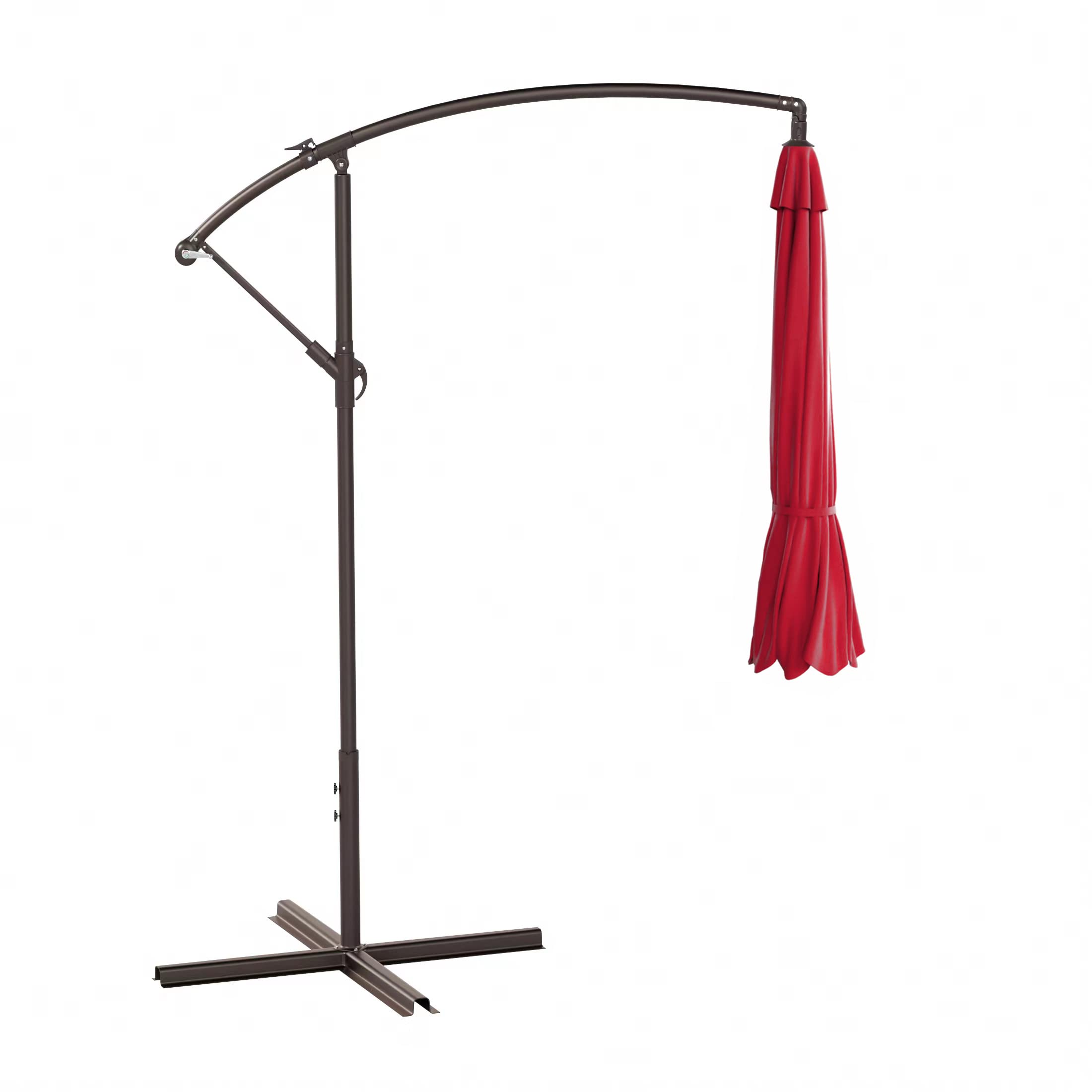 10ft Outdoor Patio Cantilever Umbrella with Stand - 2 Piece Hanging Shade Kit for Garden, Poolside & Backyard Relaxation | WO Home Furniture