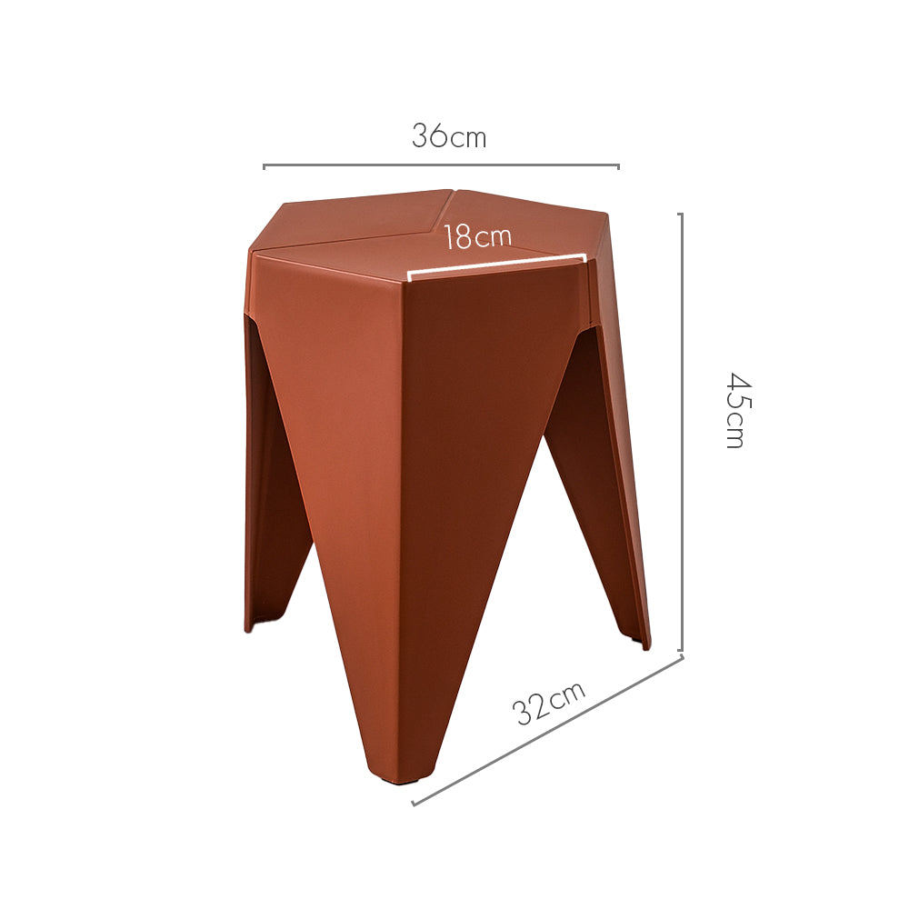 2-Pack Red Plastic Bar Stools with Puzzle Design - Durable Foot Stools for Kitchen Counter, Game Room, or Outdoor Patio Seating