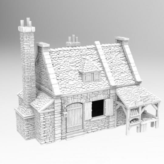 Walter's Bakery - Authentic Colonial Style Miniature Bakery for D&D Terrain, Model Railroad Scenery & Wargaming Dioramas | Perfect for Fantasy RPGs, Train Layouts & Historical Battle Displays