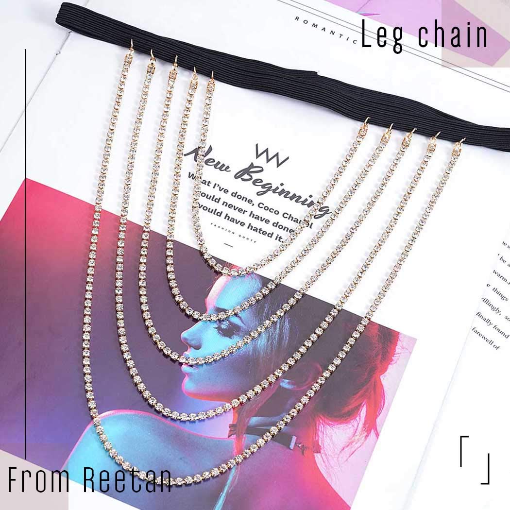 Boho Crystal Leg Chain - Rhinestone Body Jewelry for Women & Girls | Rave Party, Festival, Beach Wear Accessories | Adjustable Thigh Chain for Dance, Cosplay, Fashion Outfits