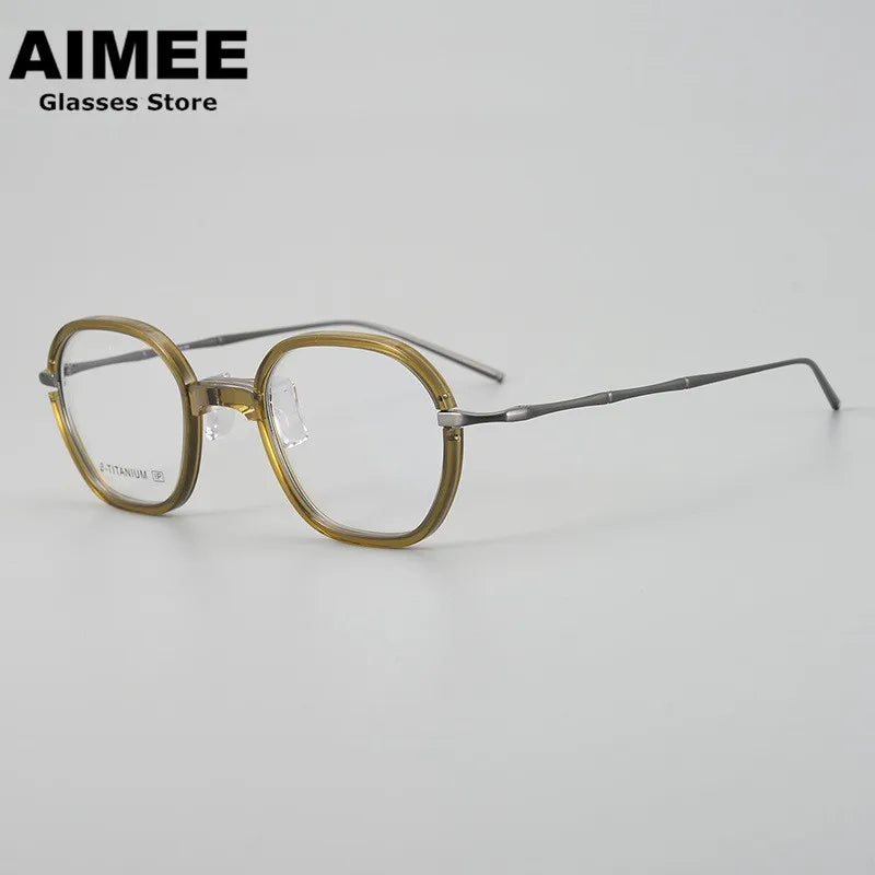 Stylish Unisex Titanium Acetate Eyeglasses - Oval & Square Full Rim Frame 71311 | Lightweight Durable Glasses for Work, Reading & Fashion